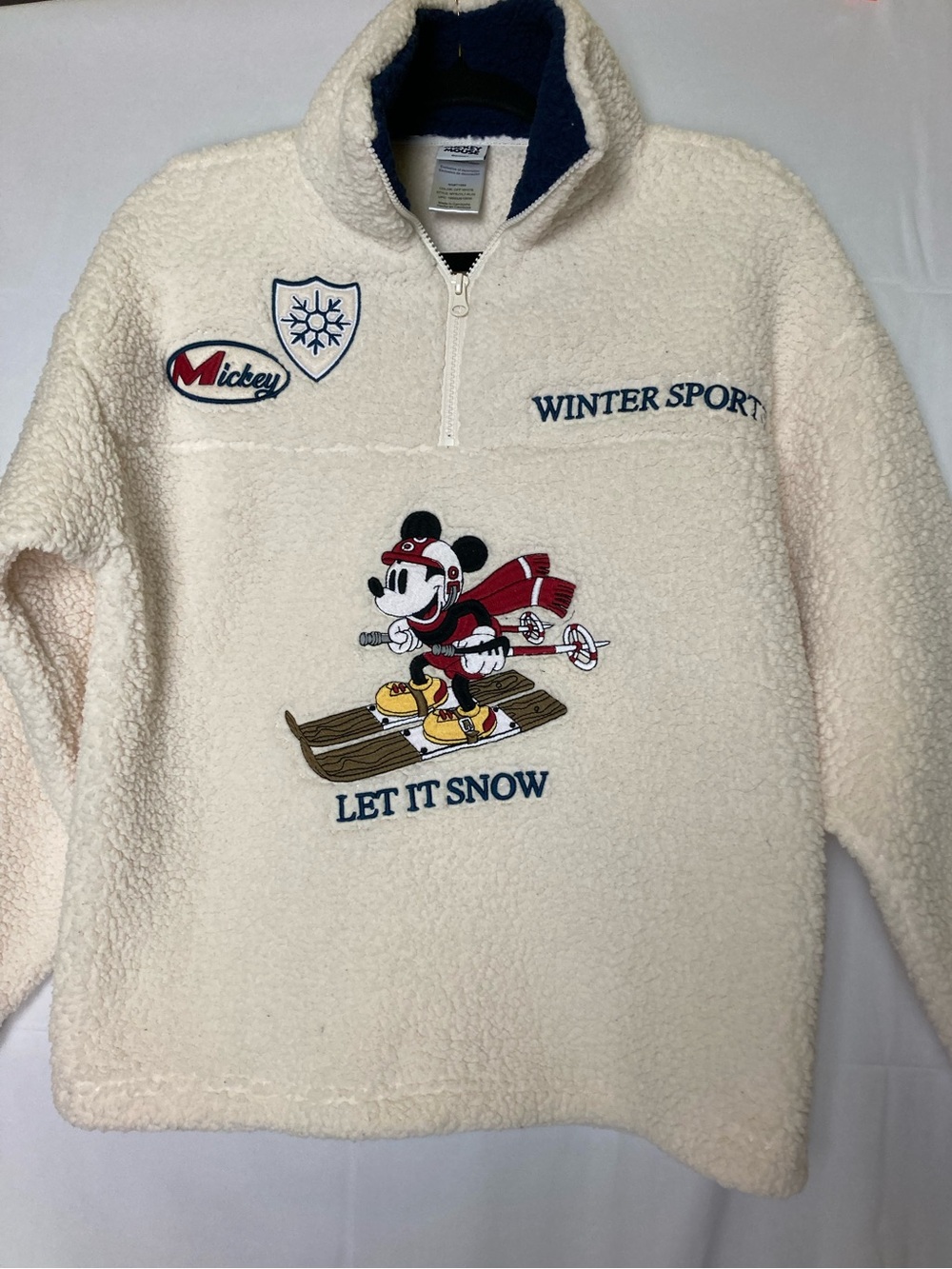Disney Off-White Sherpa Jacket with Navy Trim - Picture 1 of 9